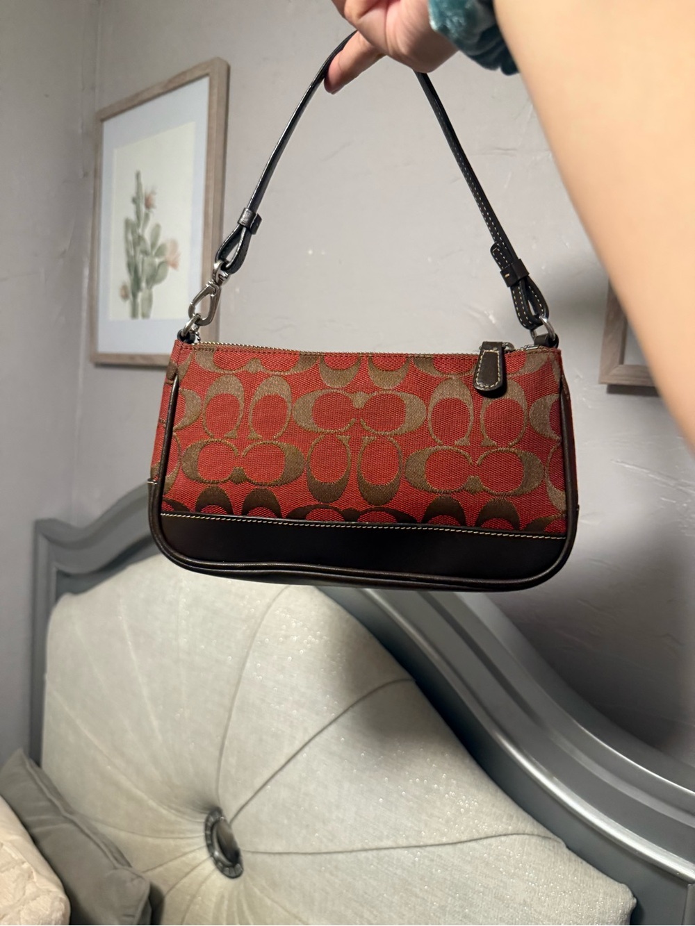 Rare Vintage Coach Red Signature Print Demi Shoulder Bag